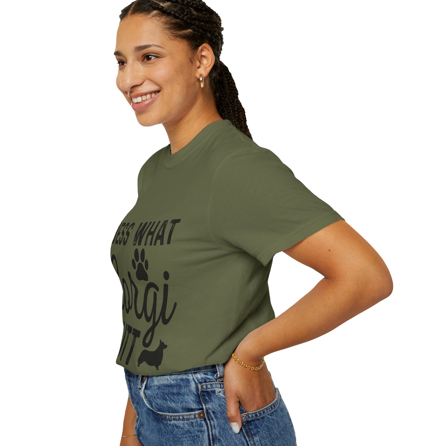 Guess What Corgi Butt T-Shirt — Funny Corgi Paw & Silhouette Tee for Dog Lovers