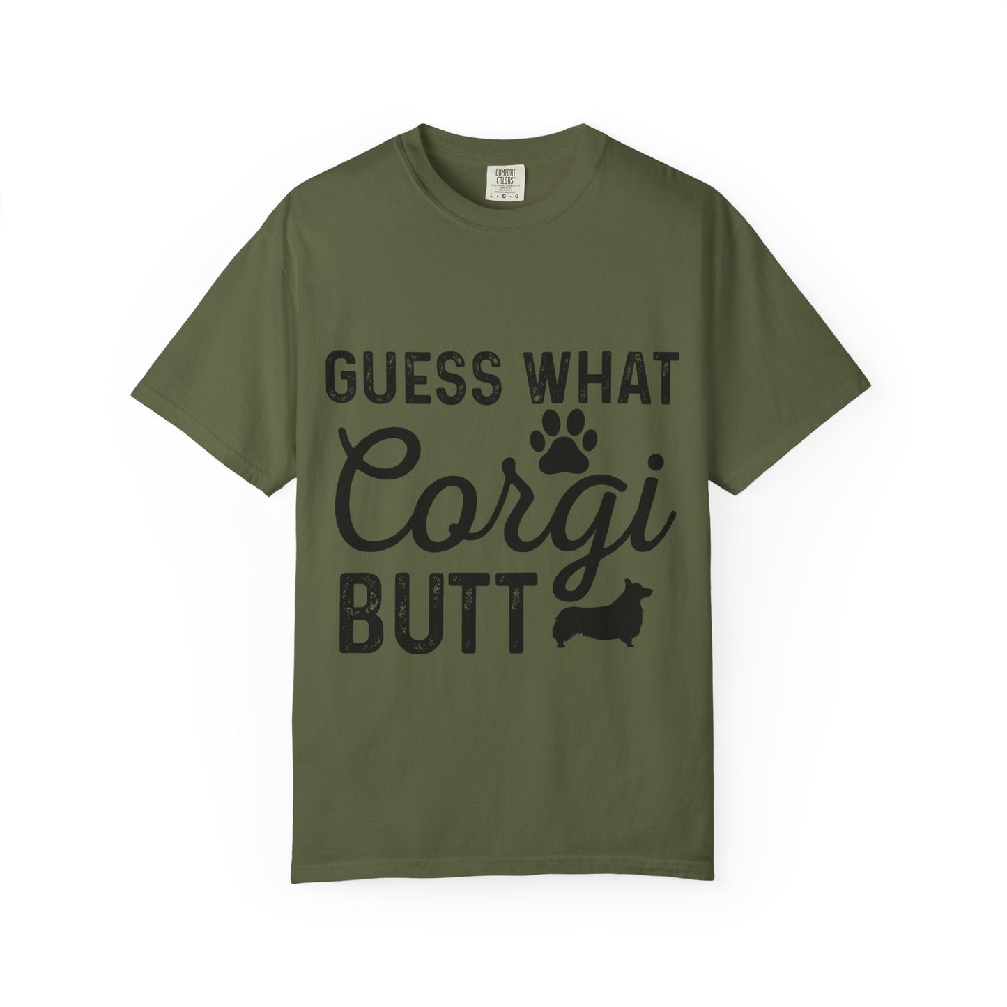 Guess What Corgi Butt T-Shirt — Funny Corgi Paw & Silhouette Tee for Dog Lovers
