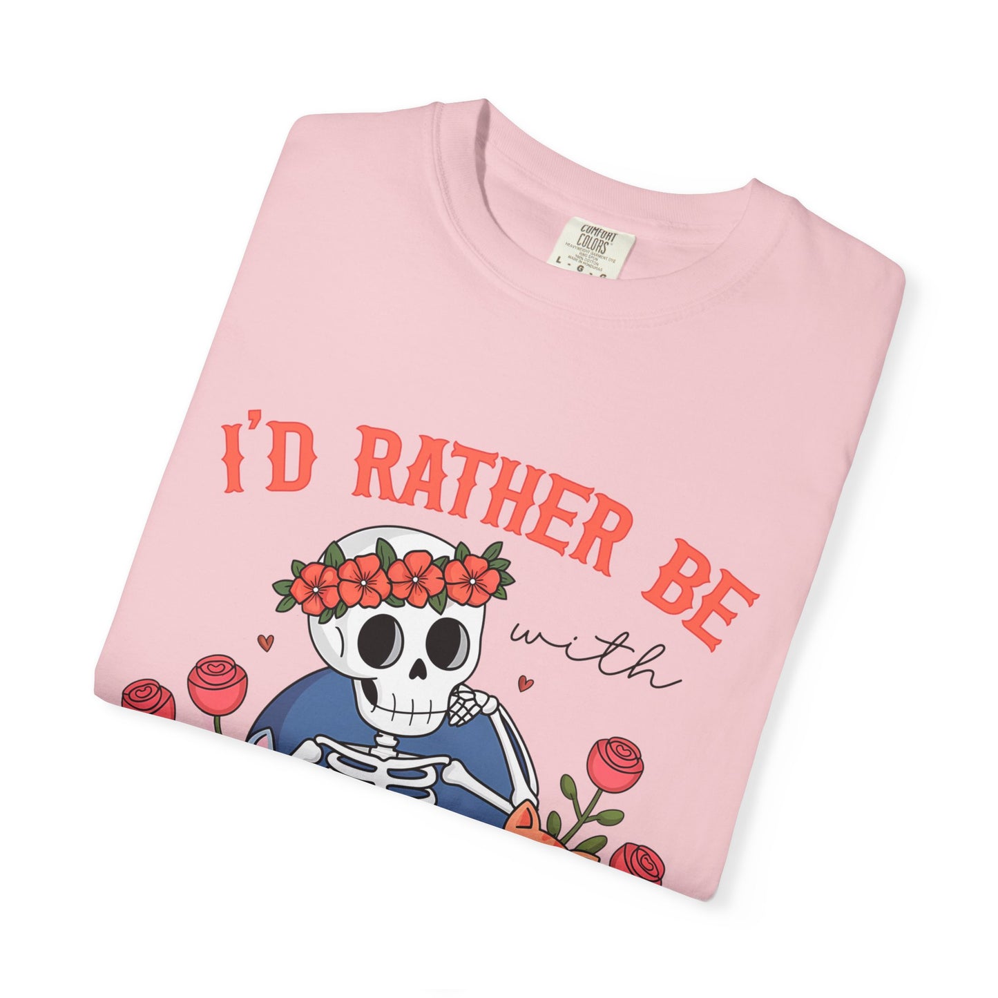 I'd Rather Be With My Cats T-Shirt — Cute Skeleton & Cats Graphic Tee for Cat Lovers