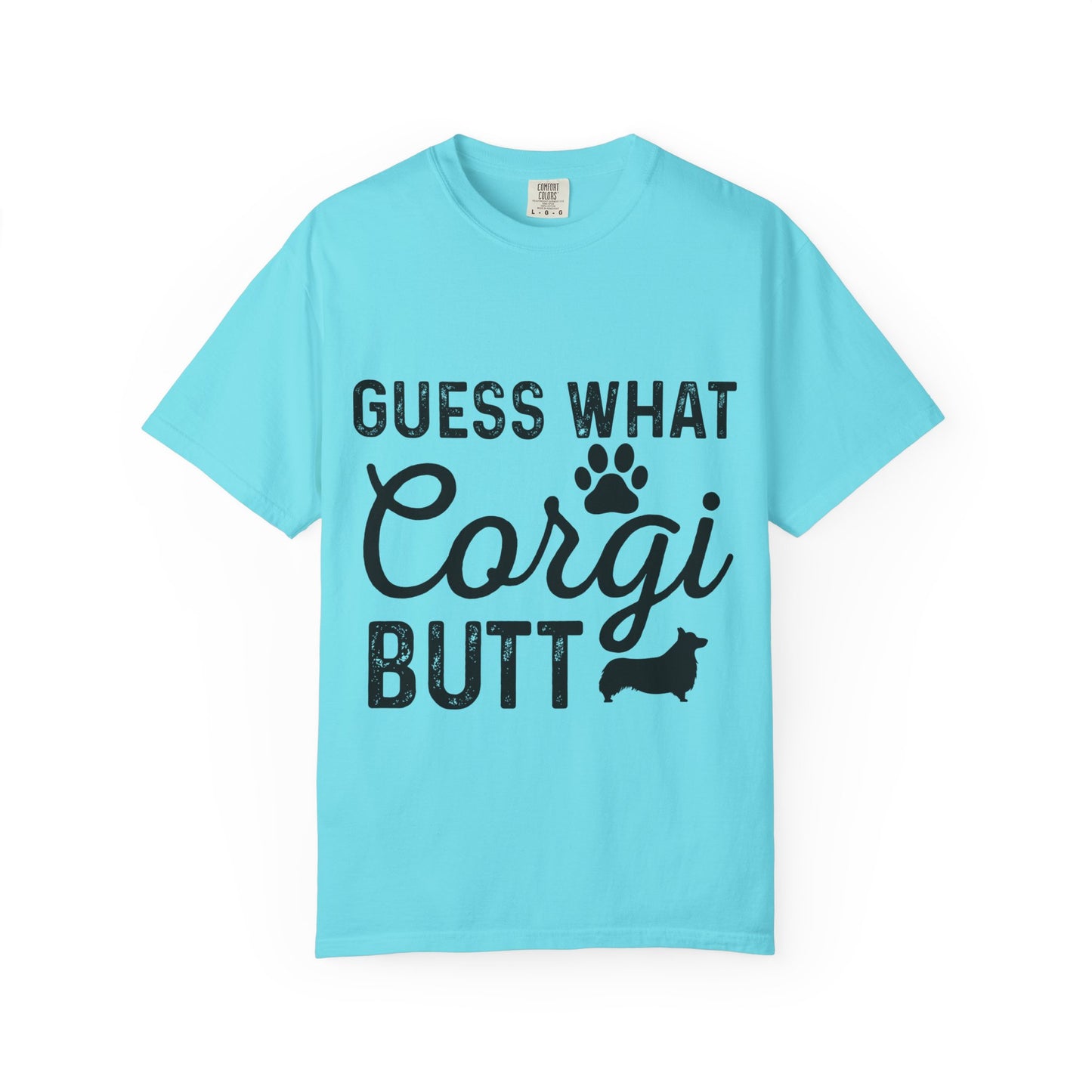 Guess What Corgi Butt T-Shirt — Funny Corgi Paw & Silhouette Tee for Dog Lovers