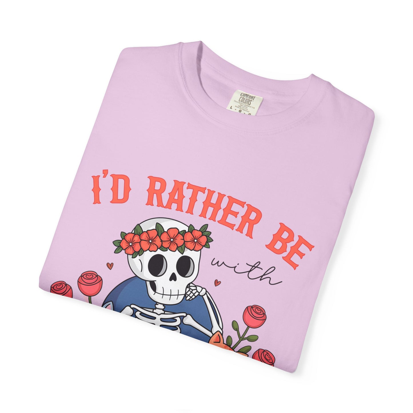I'd Rather Be With My Cats T-Shirt — Cute Skeleton & Cats Graphic Tee for Cat Lovers