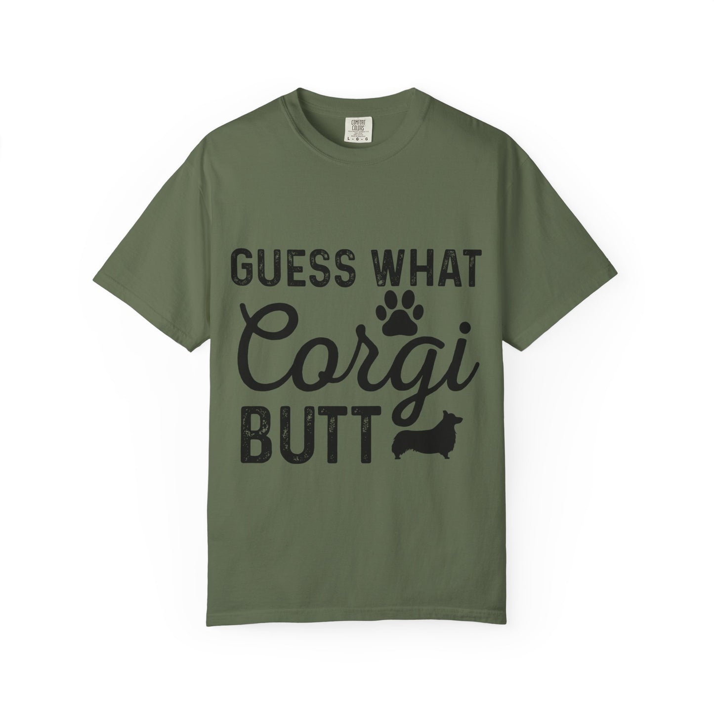 Guess What Corgi Butt T-Shirt — Funny Corgi Paw & Silhouette Tee for Dog Lovers