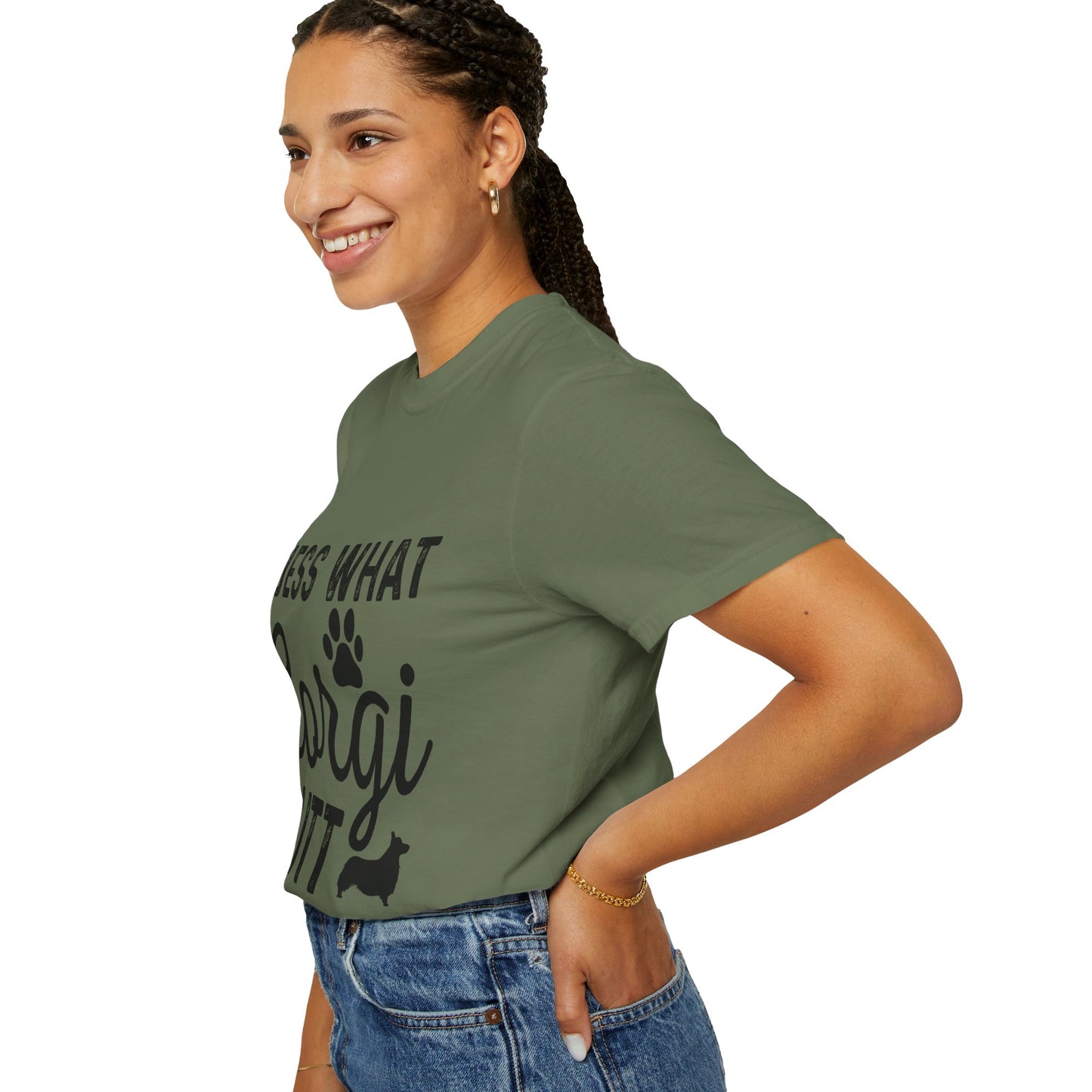 Guess What Corgi Butt T-Shirt — Funny Corgi Paw & Silhouette Tee for Dog Lovers