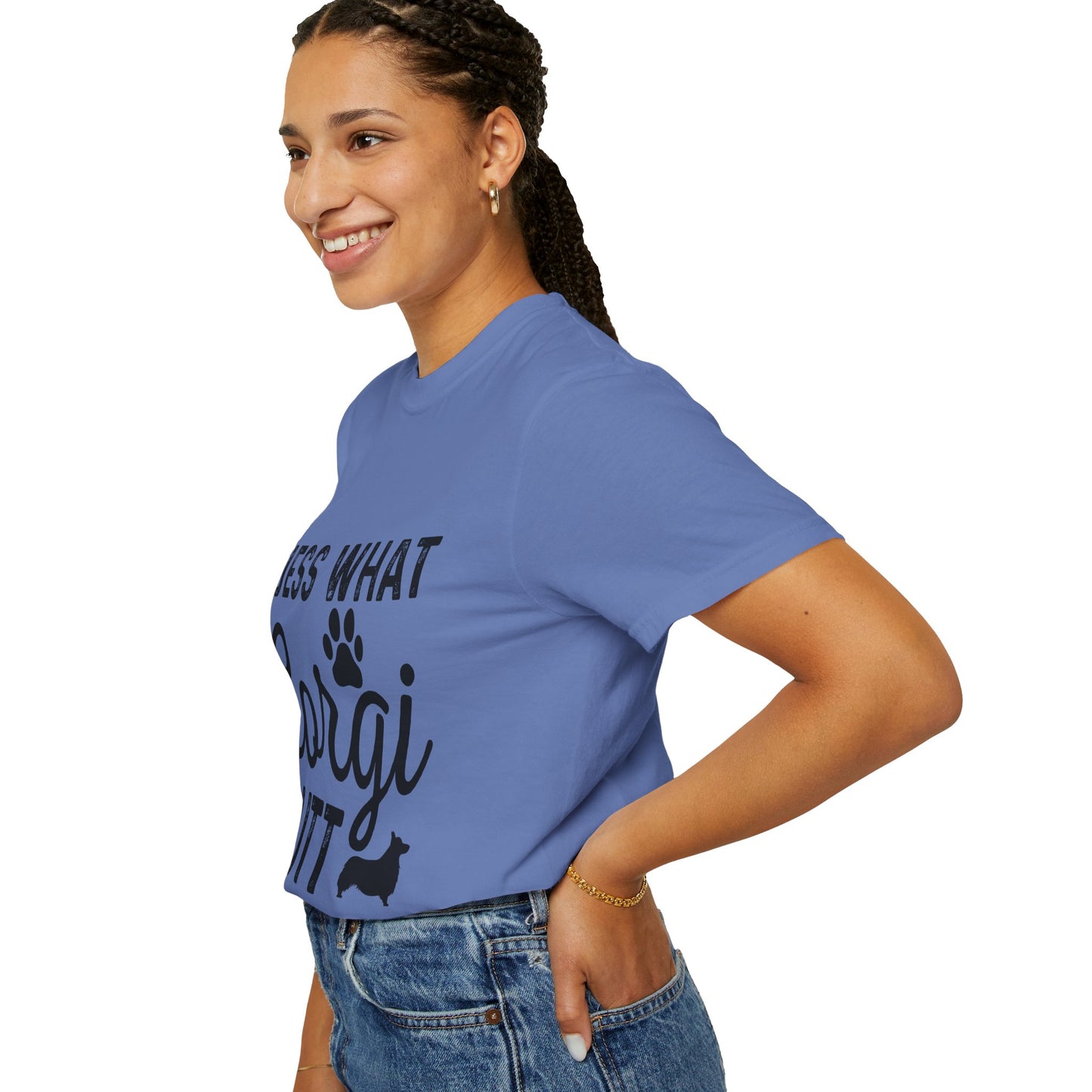 Guess What Corgi Butt T-Shirt — Funny Corgi Paw & Silhouette Tee for Dog Lovers