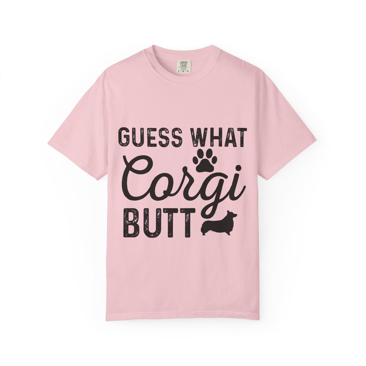 Guess What Corgi Butt T-Shirt — Funny Corgi Paw & Silhouette Tee for Dog Lovers