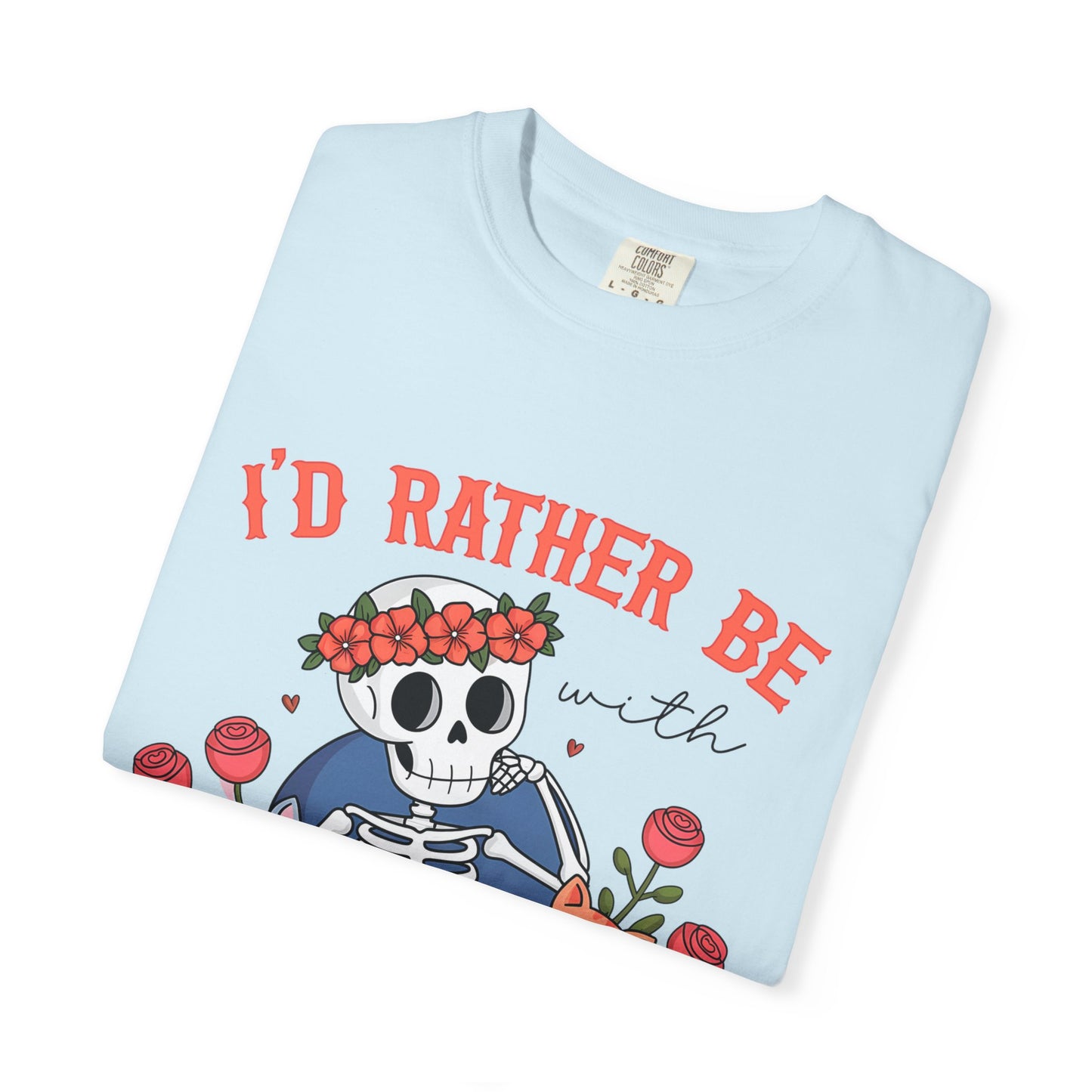 I'd Rather Be With My Cats T-Shirt — Cute Skeleton & Cats Graphic Tee for Cat Lovers