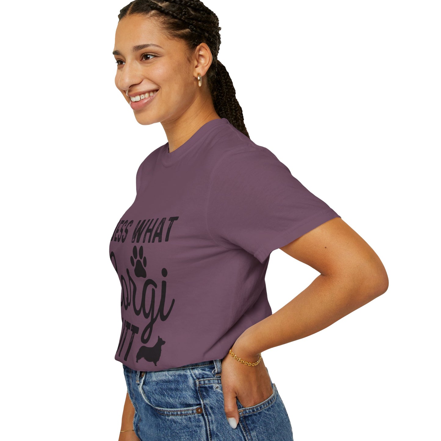 Guess What Corgi Butt T-Shirt — Funny Corgi Paw & Silhouette Tee for Dog Lovers