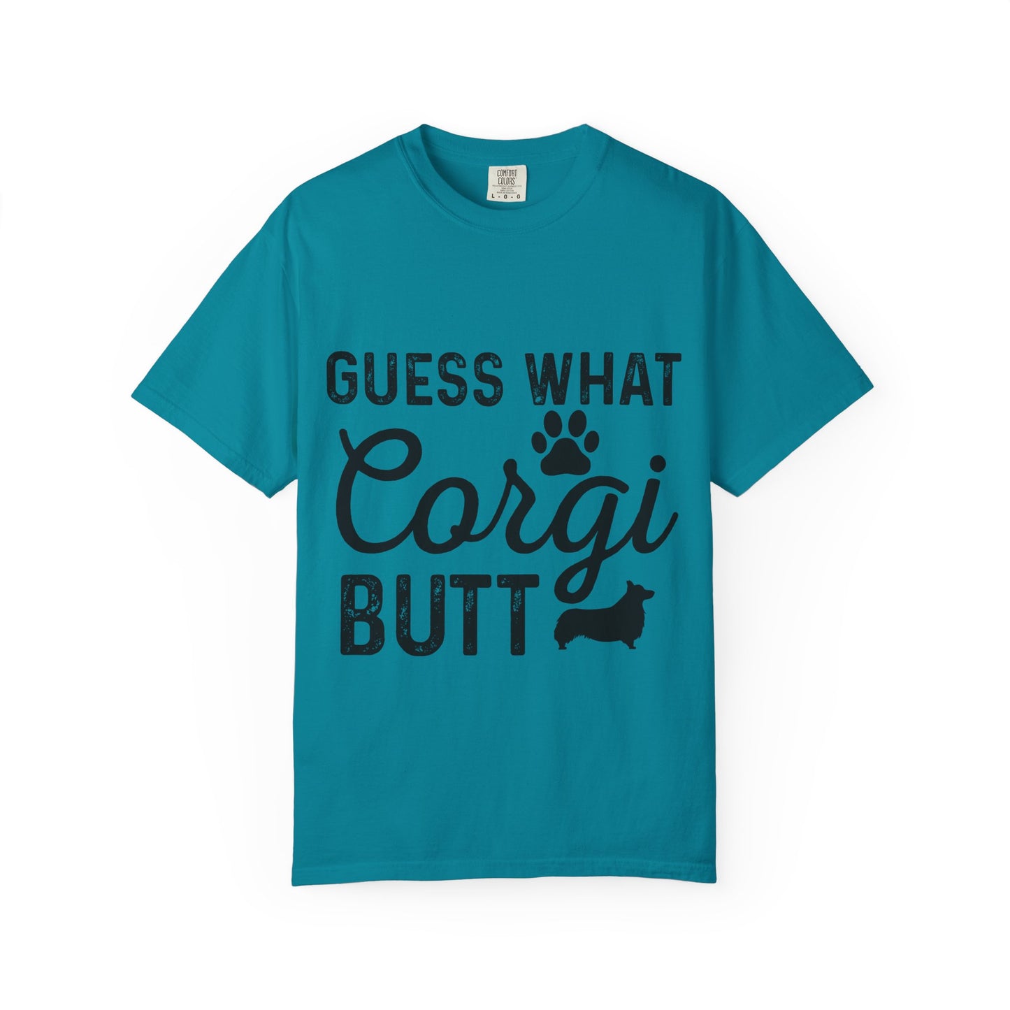 Guess What Corgi Butt T-Shirt — Funny Corgi Paw & Silhouette Tee for Dog Lovers