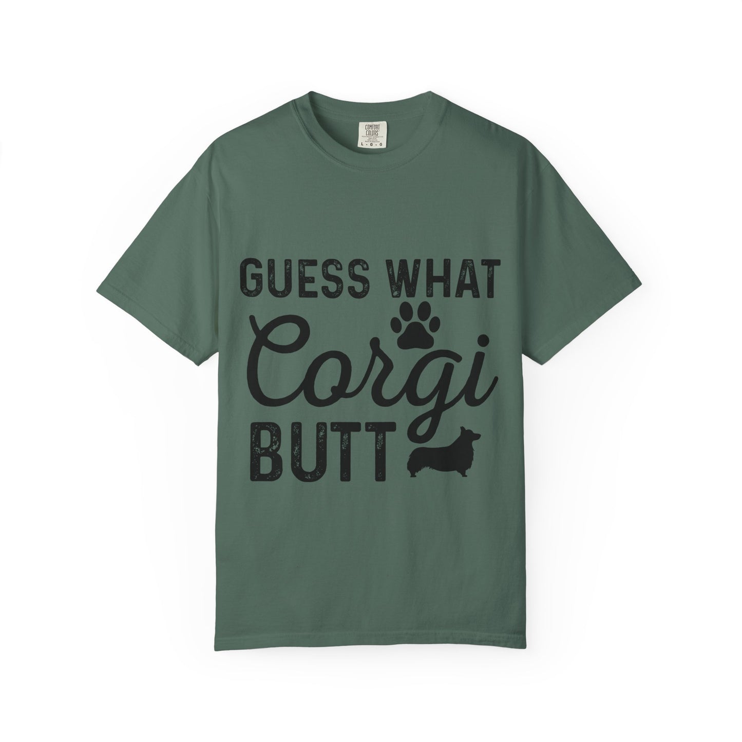 Guess What Corgi Butt T-Shirt — Funny Corgi Paw & Silhouette Tee for Dog Lovers