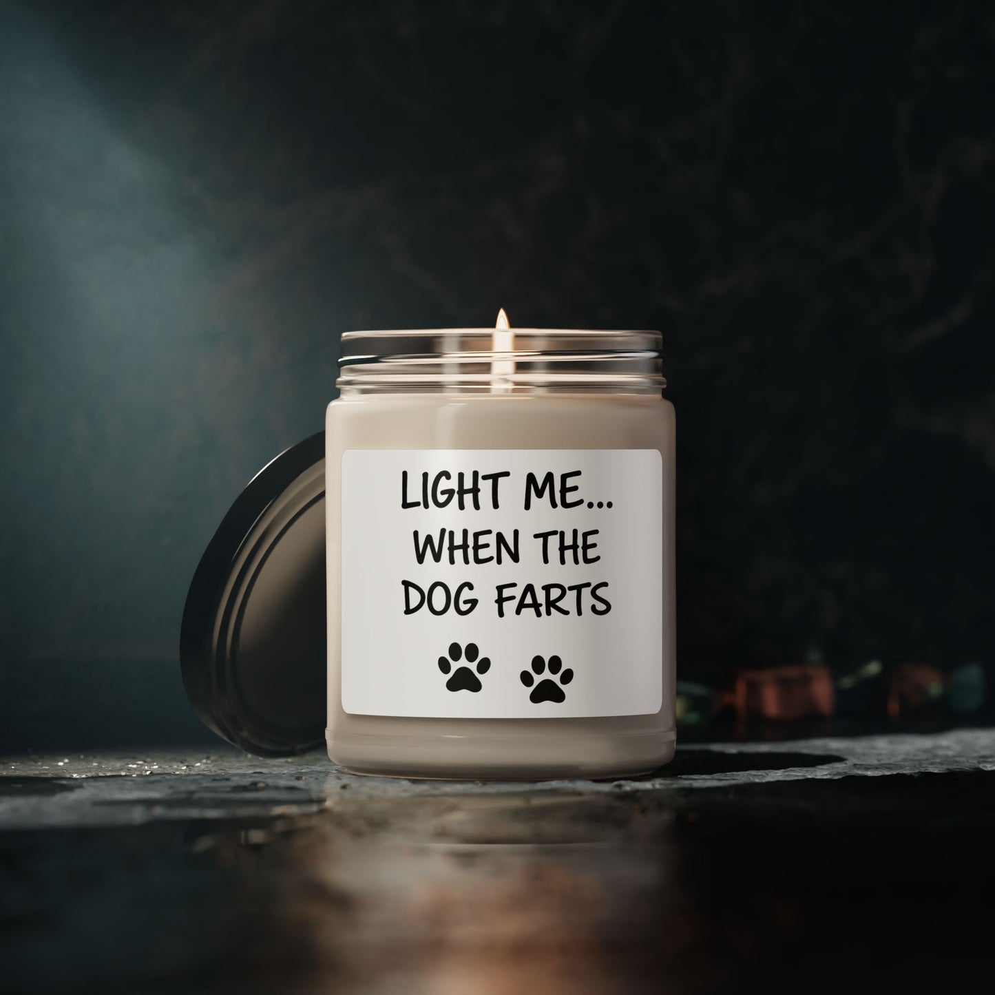 Candle — "Light Me... When The Dog Farts" Funny Scented Soy Candle, 9oz