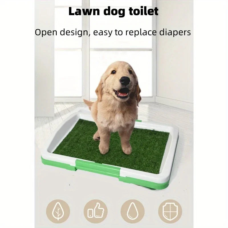 Dog feces training pad with artificial turf, anti-slip pet toilet, odorless indoor puppy toilet, dog training toilet