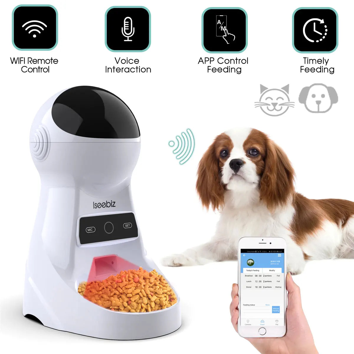 3L Automatic Pet Feeder With Voice Record Pets Food Bowl For Medium Small Dog Cat LCD Screen Dispensers 4 Times One Day