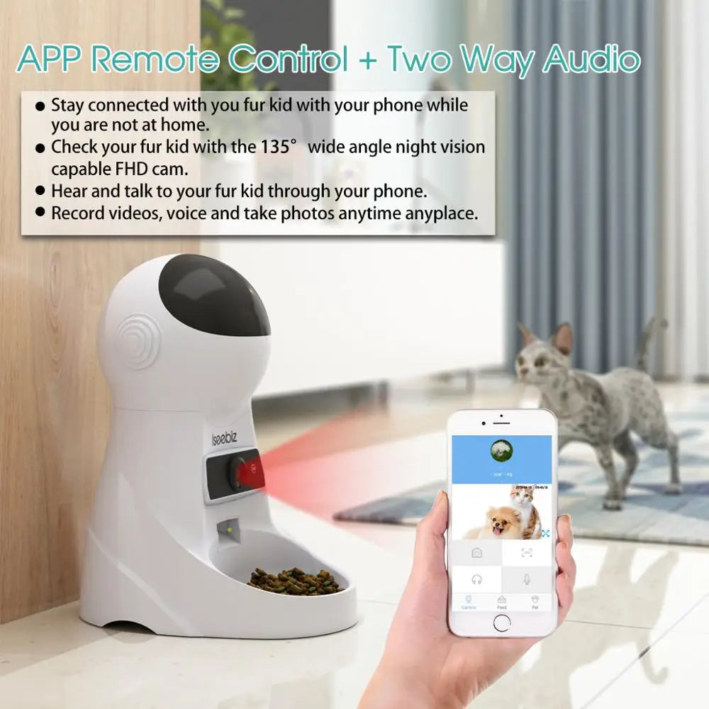 3L Automatic Pet Feeder With Voice Record Pets Food Bowl For Medium Small Dog Cat LCD Screen Dispensers 4 Times One Day