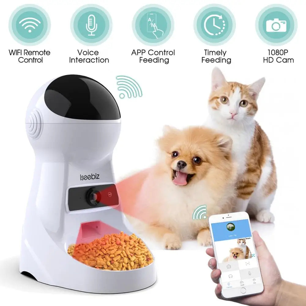 3L Automatic Pet Feeder With Voice Record Pets Food Bowl For Medium Small Dog Cat LCD Screen Dispensers 4 Times One Day