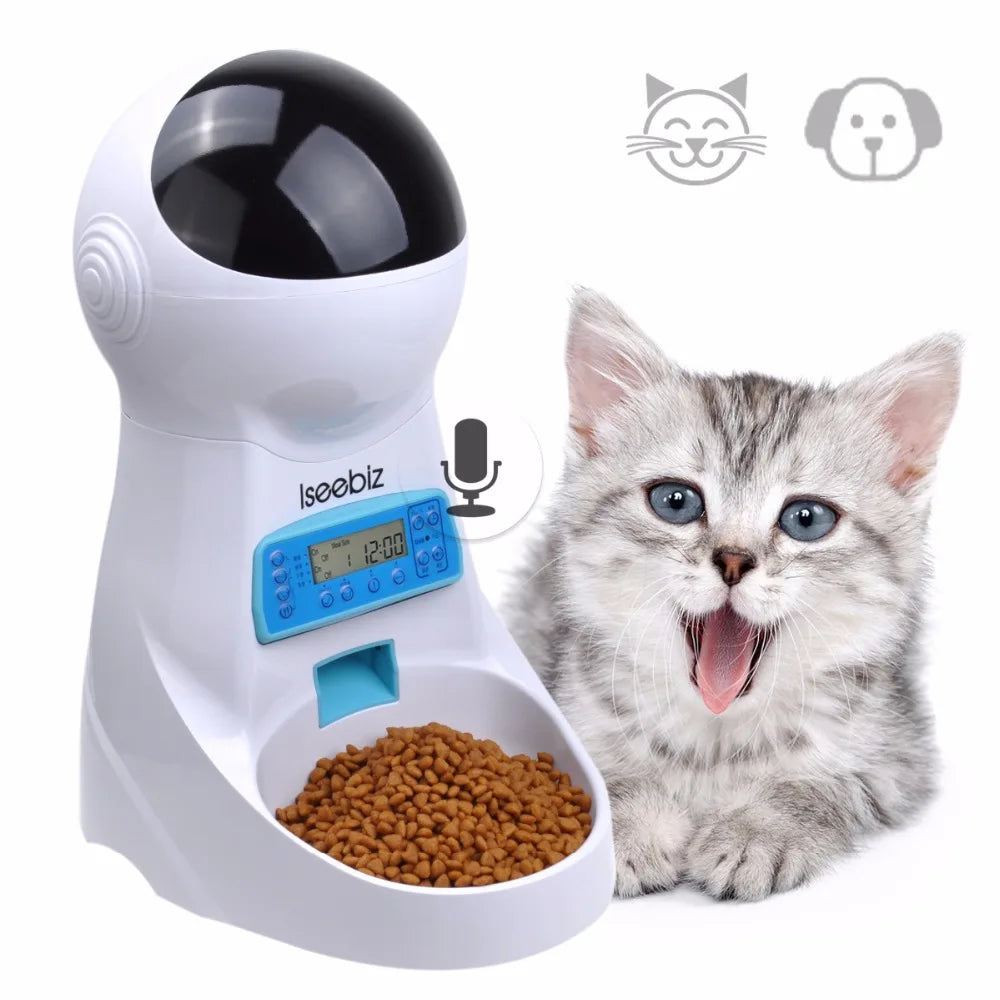 3L Automatic Pet Feeder With Voice Record Pets Food Bowl For Medium Small Dog Cat LCD Screen Dispensers 4 Times One Day