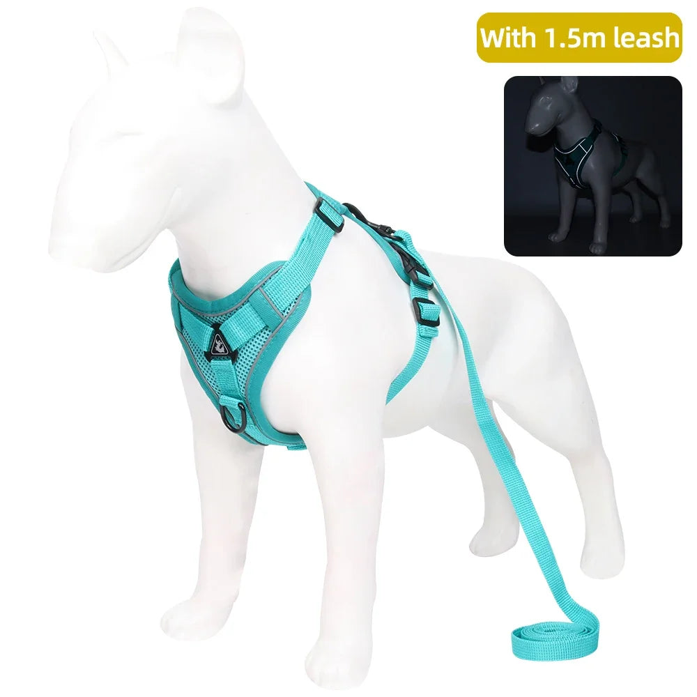 Dog Harness Cat Leashes Collar Bulldog Straps Small Medium Dog Puppy Harnesses Bichon Frise Vest Garlden Reflective Pet Supplies