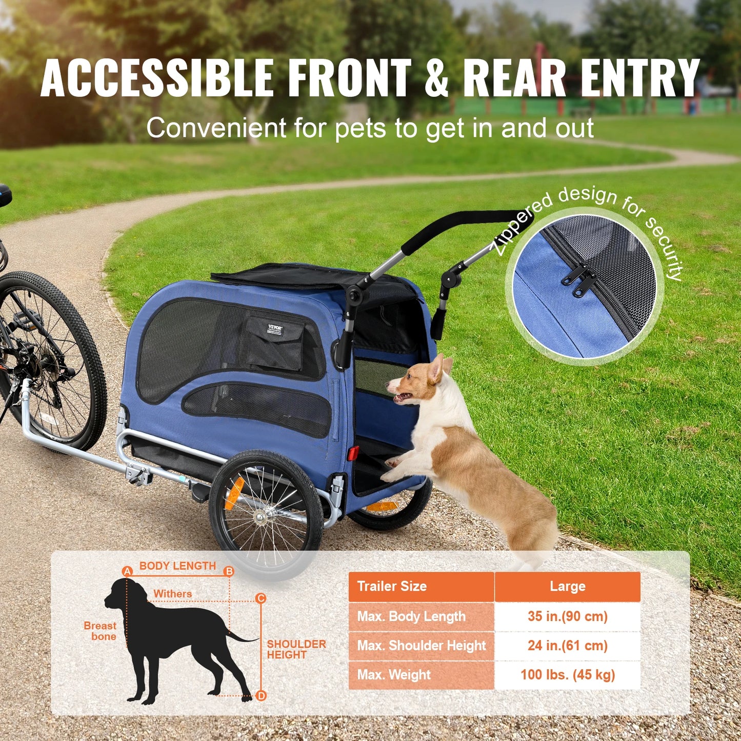 SucceBuy 100 lbs Dog Bike Trailer 2-in-1 Pet Stroller Cart Bicycle Carrier with Wheels Coupler Reflectors Flag for Dogs Travel