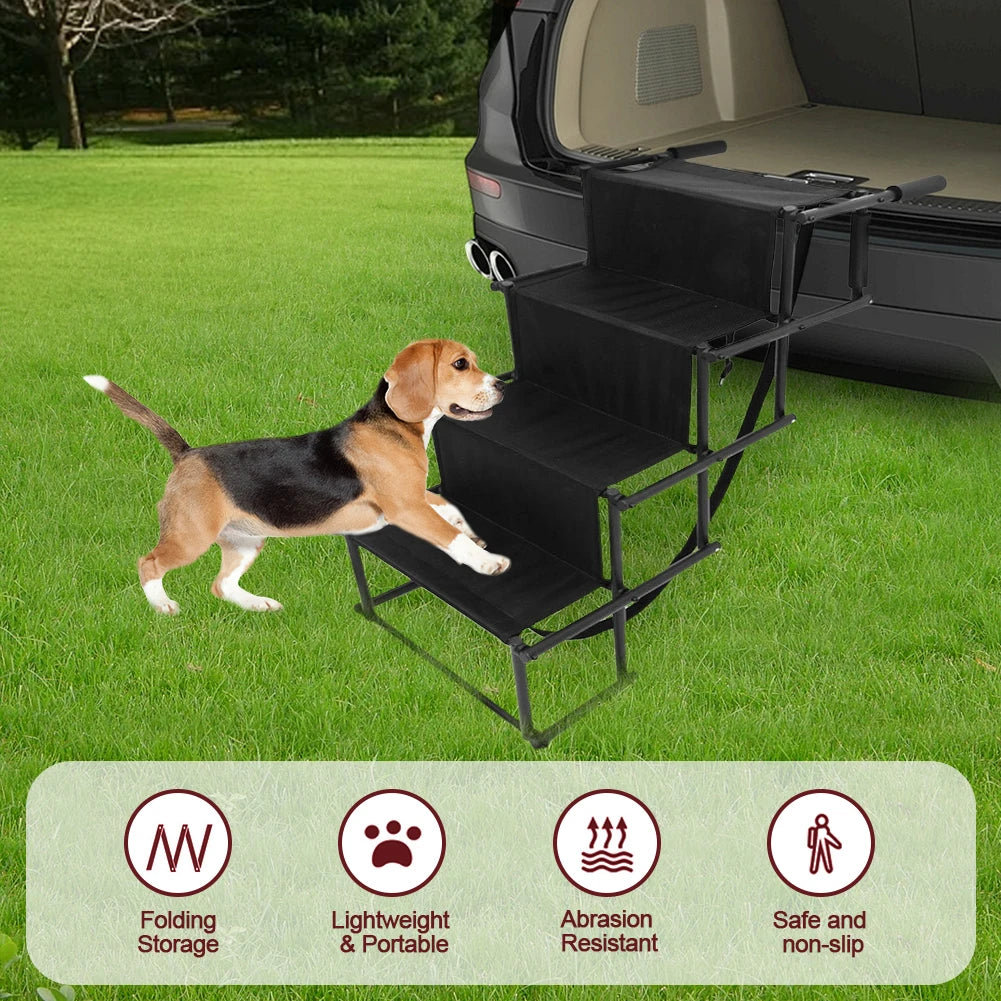 4 Steps Pet Ramp Auto Travel Ladder with Nonslip Surface Pet Ladder Lightweight Portable Dog Cat Ladder Folding Pet Stairs Ramp