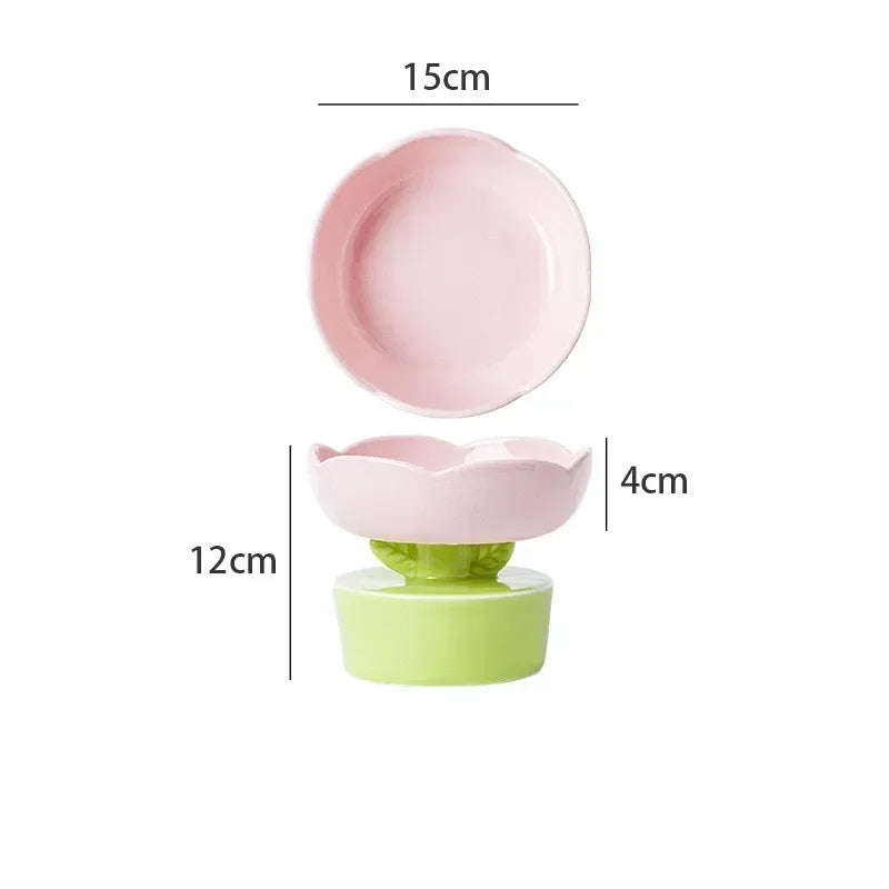2023 Cute Pet Bowl Creative Flower-Shaped Bowl Cat Food Ceramics Water Bowl Pet Accessories For Cats Pet Products