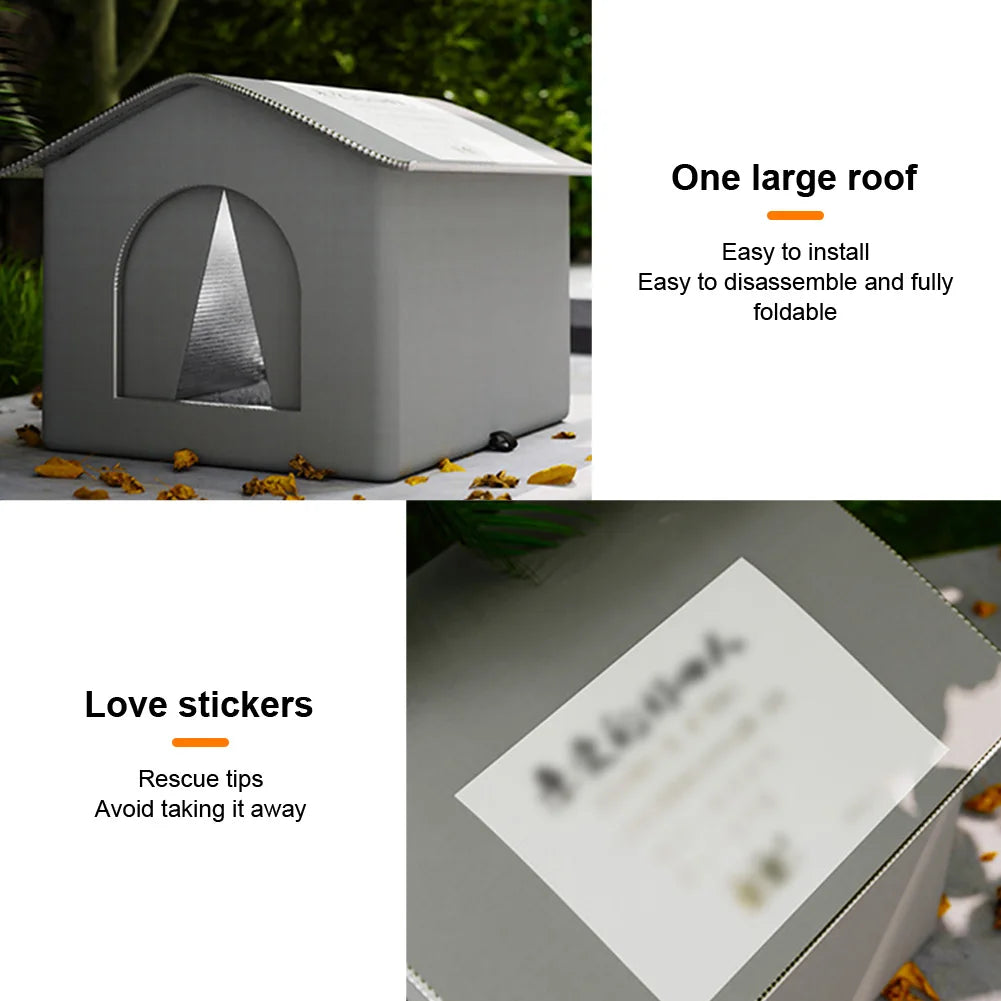 Waterproof Winter Warm Cat House Outdoor Feral Cat Houses Enclosed Pet Tent Cold Resistant Pet House for Winter Wild Animal