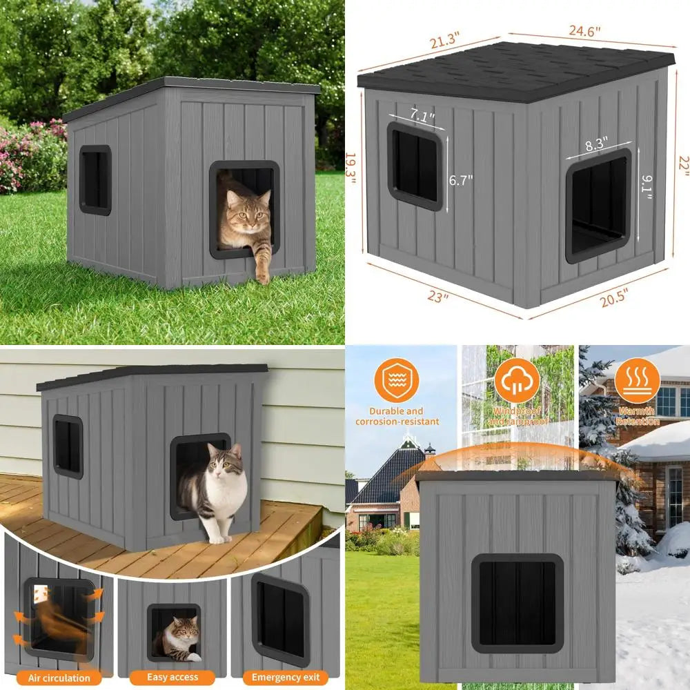 Weatherproof UV-Resistant Outdoor Cat House with Durable Sloped Roof for Garden Use