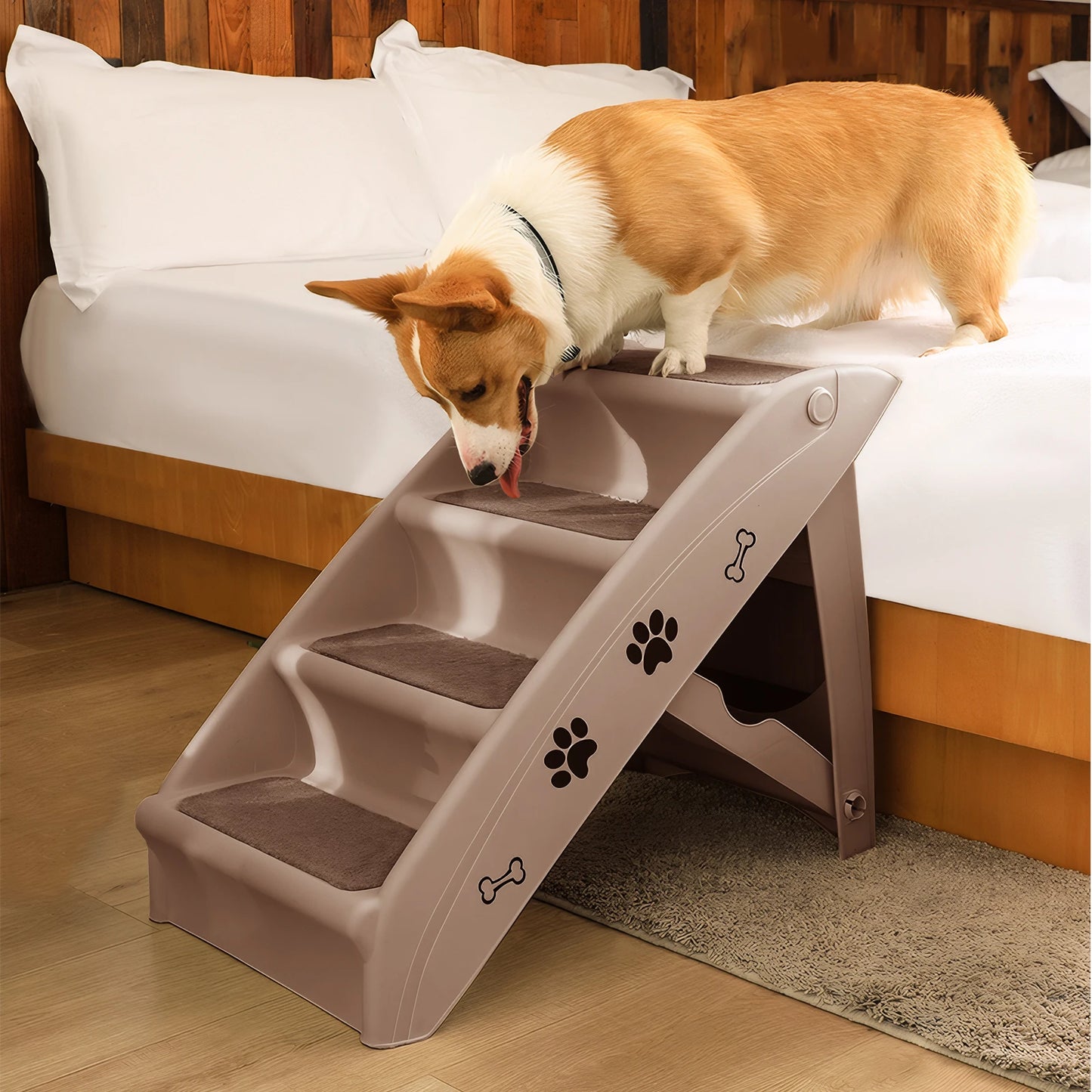 4-Step Pet Dog Stairs Foldable Cat and Dog Steps Nonslip Indoor Pet Steps Dog Stairs Ramp Sofa Ladder for Small Pet Dogs Cats