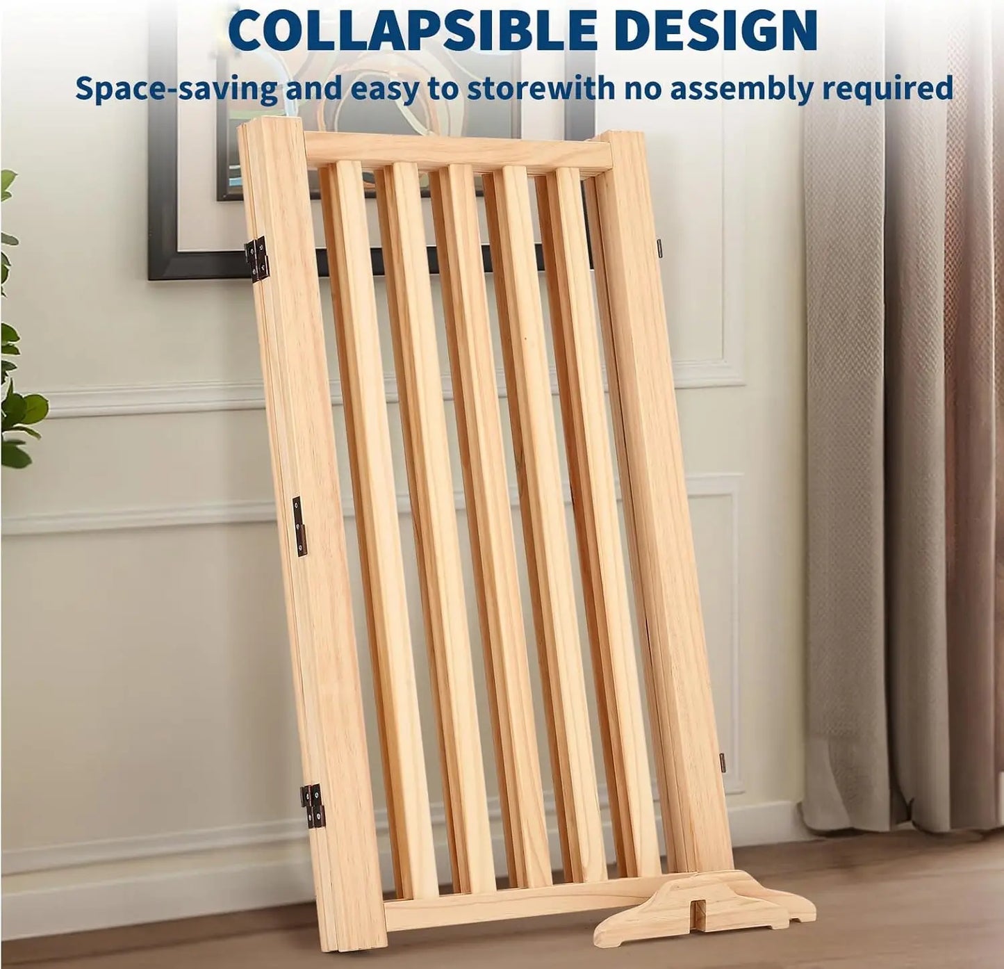 Freestanding Dog Gate, Foldable Pet Gate with Support Feet, Indoor Dog Fence for The House,Doorways, Stairs，Expandable Pet Fence