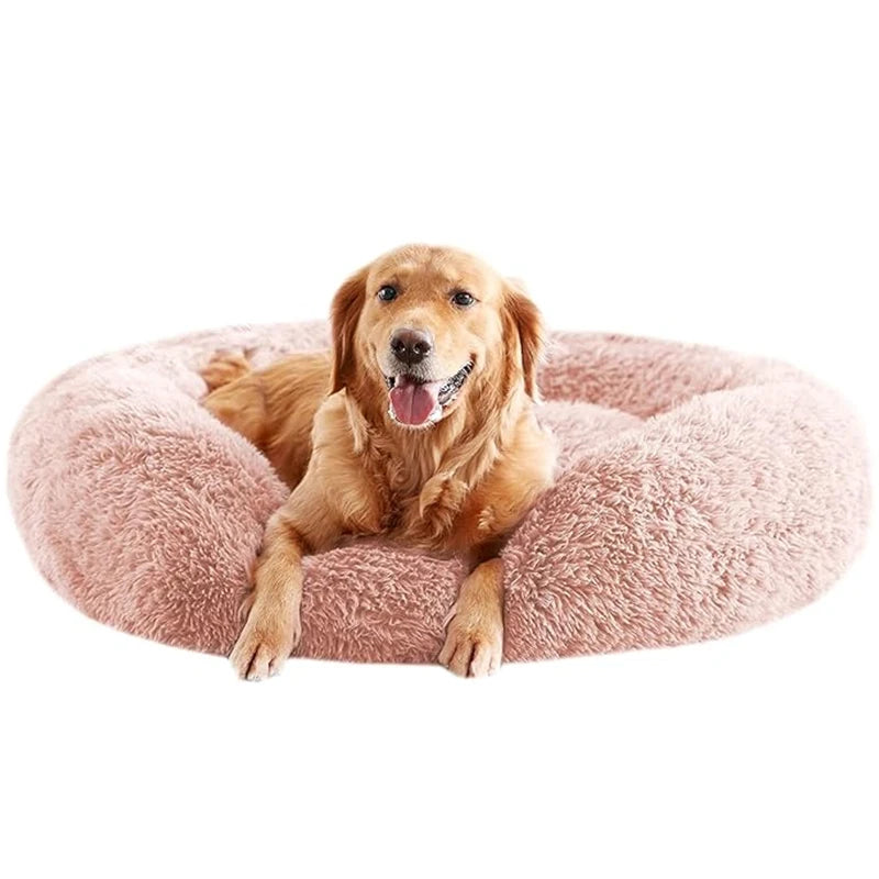Dog Beds for Large Dogs, Calming Donut Dog Bed, Round Fluffy Dog Beds, Big Plush Pet Bed for Dogs Up to 80Lbs, 34inch