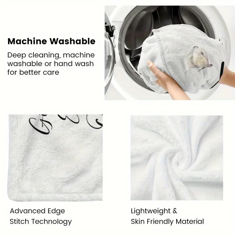 1pc Cat Print Flannel Blanket - Soft Warm All-Season Throw with Realistic Gray Tabby Cat Design, & Machine Washable