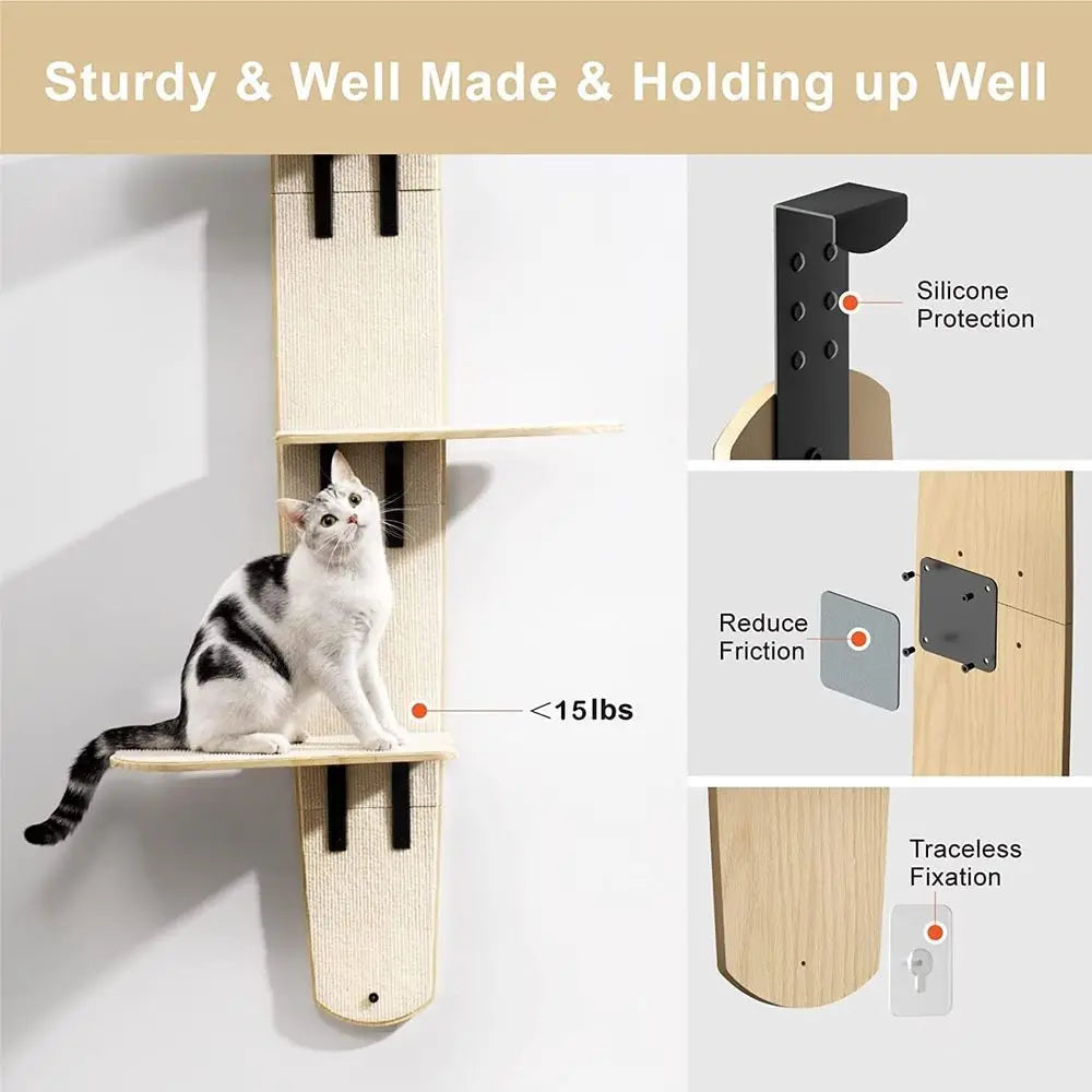 Vertical 4-Level Door-Mounted Cat Tree Tower with Carpeted Perch for Indoor Cats (67.3H x 22.3L x 10.5W)