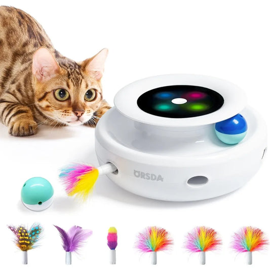 2in1 Interactive Toys for Indoor Cats, Timer Auto On/Off, Cat Toy Balls & Ambush Electronic Cat Mice Toy for Entertainment