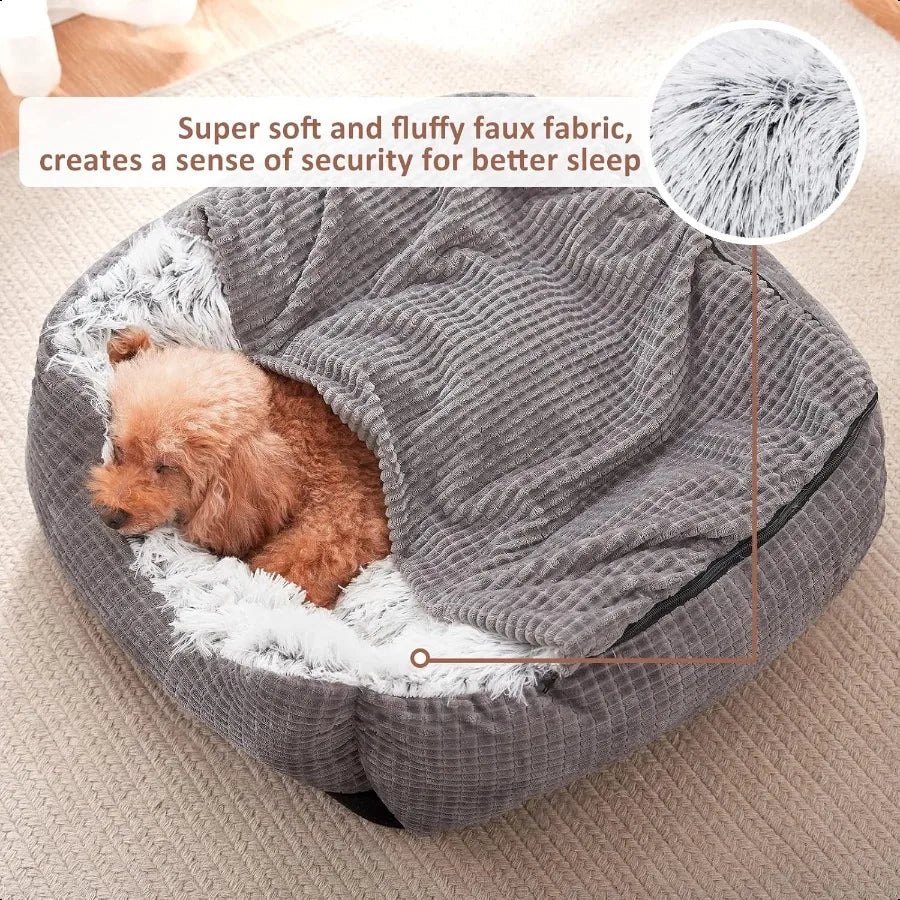 Dog Beds for Small Dogs Rec Cave Hooded Blanket Puppy Bed Luxury Orthopedic Cat Beds for Indoor Cats Warmth and hine Washable 2