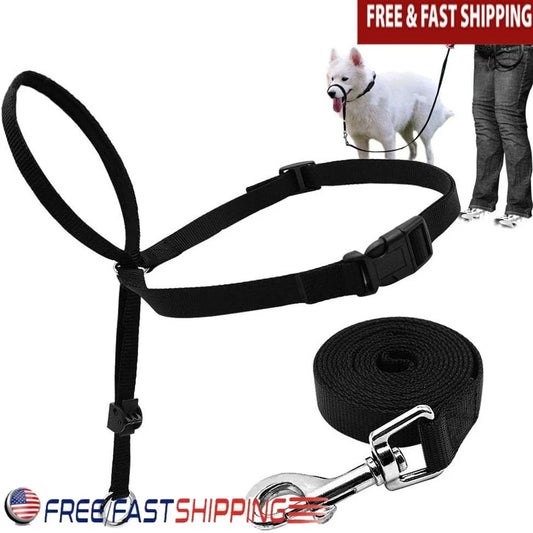Adjustable Dog Head Collar Head Halter Pulling Gentle Control Includes Leash Training Guide Suitable Walks Parks Vets