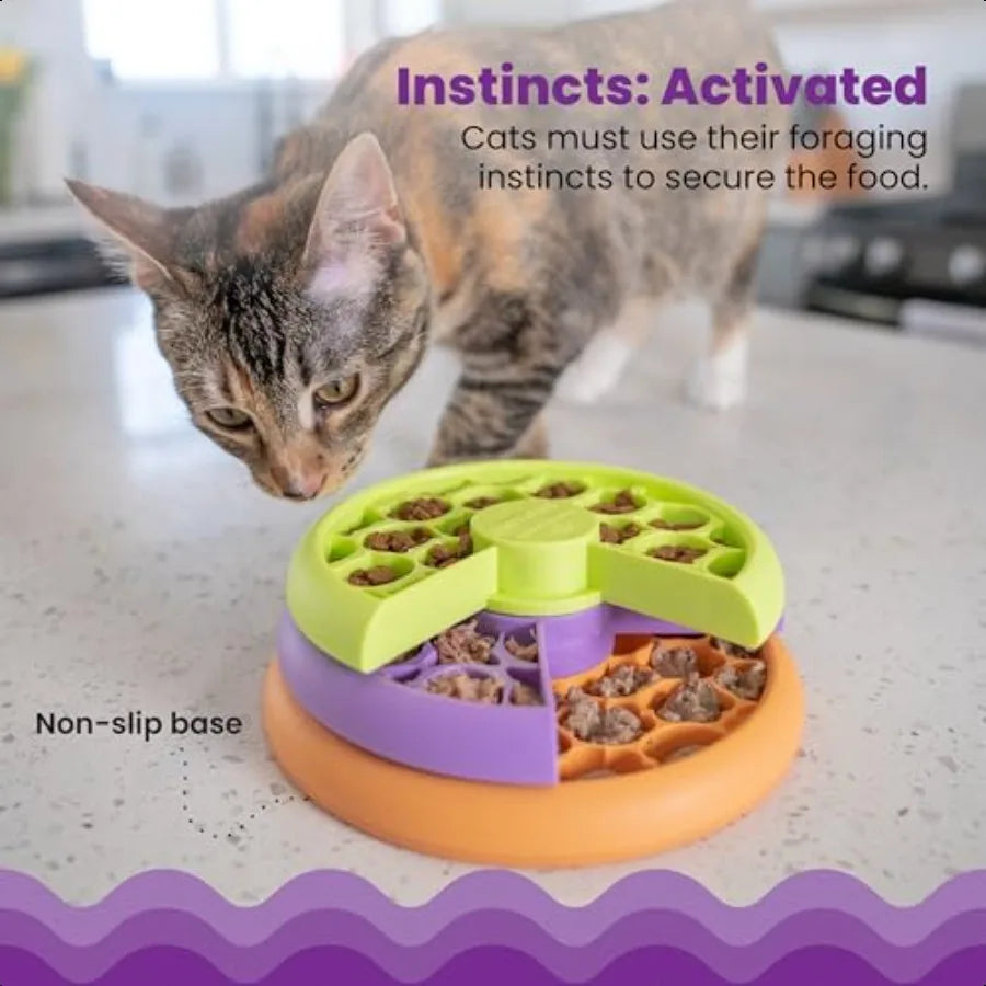 Kitty Lickin' Layers 3Tier Interactive Cat Slow Feeder Treat Puzzle Toy Dry or Wet Food Mental Stimulation Foraging 6.6 inches