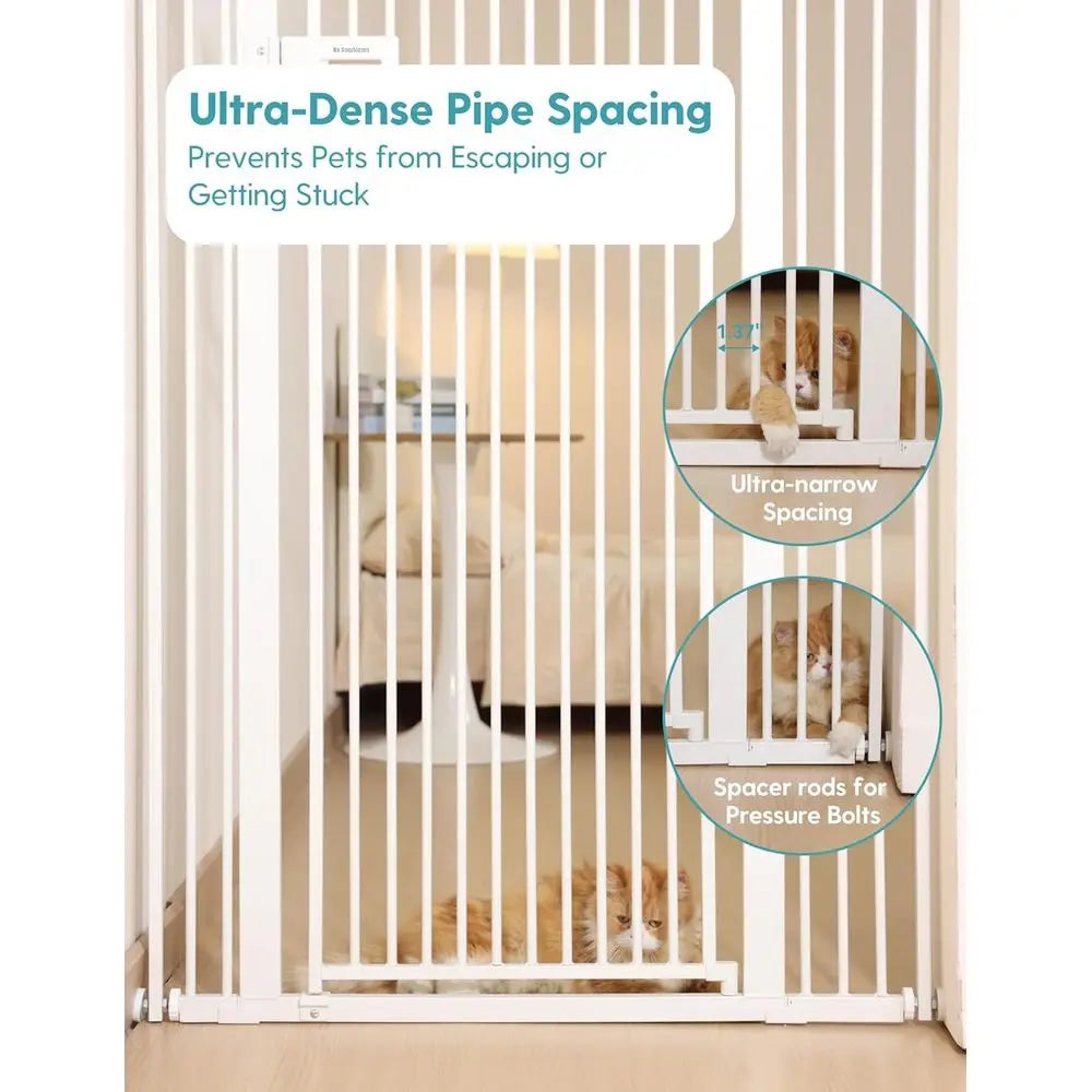 Upgraded 55" Extra Tall Pet Gate for Cat, 29-43" Auto Close Cat Gate for Doorways/Stairs/Hallways, NO Drilling Pressure Mounted