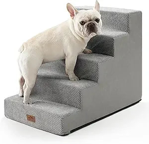 Dog Stairs for Small Dogs, 5 Tier Wider Pet Stairs for High Beds, 23.6" H Non-Slip Dog Steps for Old Cats, Puppies, Small Medium