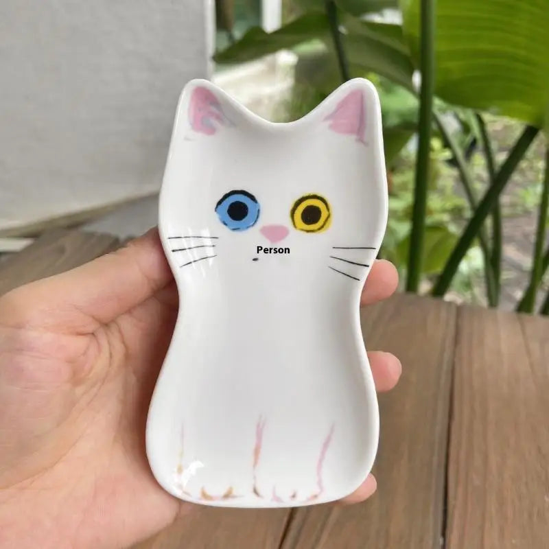 Cat Face Sauce Dish - Creative Ceramic Condiment Bowl for Pets, Cute Tableware for Kitchen & Home Decor