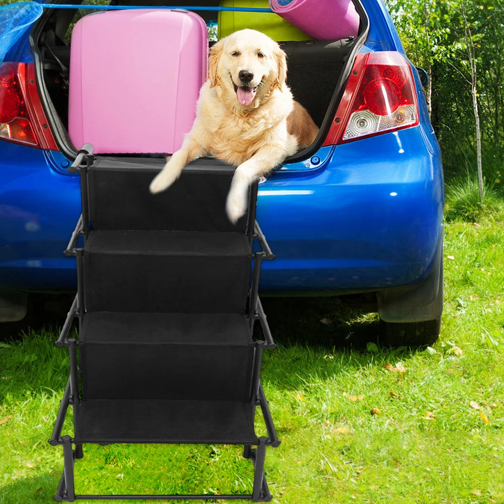 4 Steps Pet Ramp Lightweight Portable Dog Cat Ladder with Nonslip Surface Pet Ladder Dog Car Steps Folding Pet Stairs Ramp
