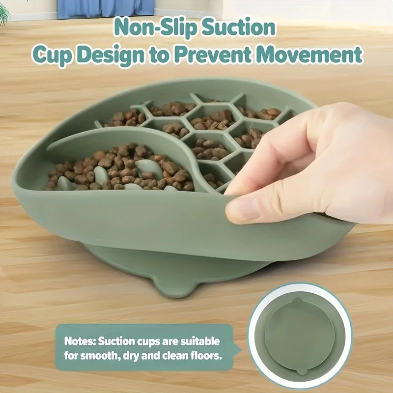 Slow Food Dog Bowl, Silicone Pet Food Bowl with Suction Cup, Non Slip Deceleration Dog Feeding Bowl