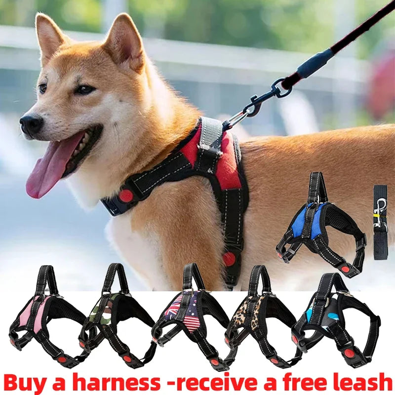 Adjustable Dog Cat Harness With leash Outdoor Small Medium Large Pet Chest Strap Dog Walking Training No Pull Saddle Vest Collar