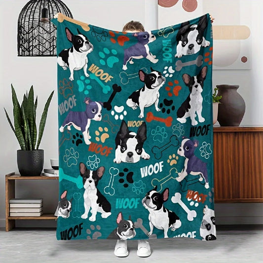 Boston Terrier Dogs Flannel Blanket Nordic Minimalist Printed Throw Blanket – Soft Thermal Insulated Design