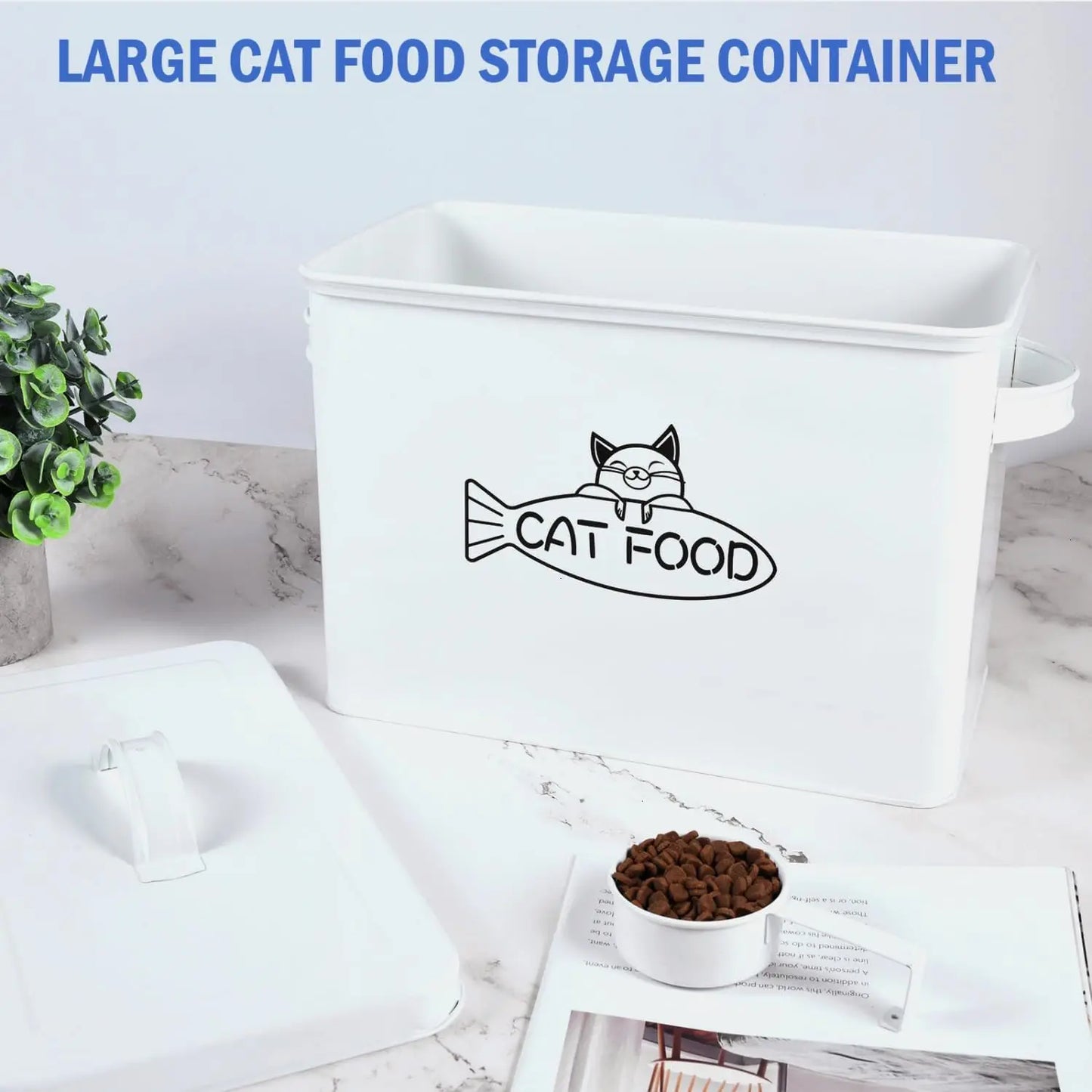 Large Dog and Cat Food Storage Container, Farmhouse Pet Food Storage Containers with Lid and Dry Food Scoop, Durable Airtight Ca