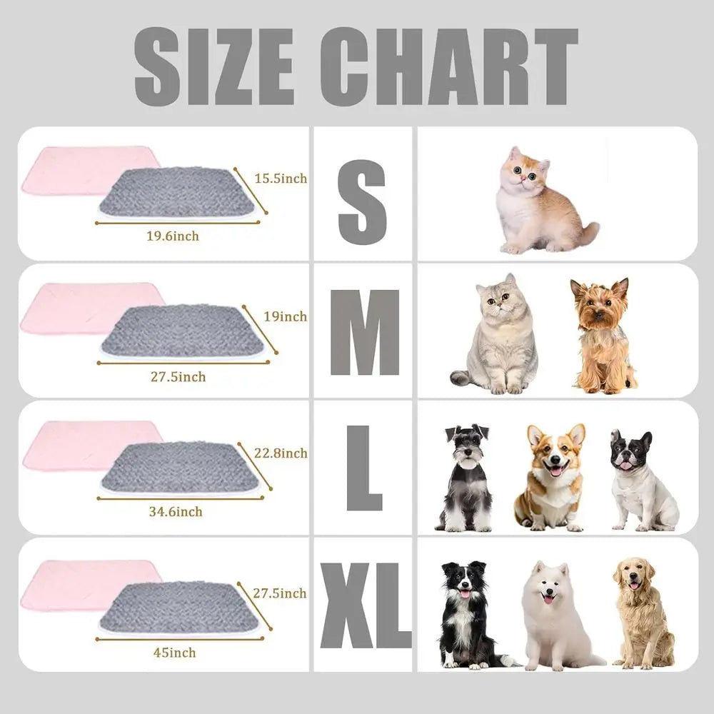 2-Pack (Pink + Gray) Self-Warming Cat Mat Self-Heating Dog Mat Warm Pet Pad Reflective Heating Pet Bed Waterproof and Washable S
