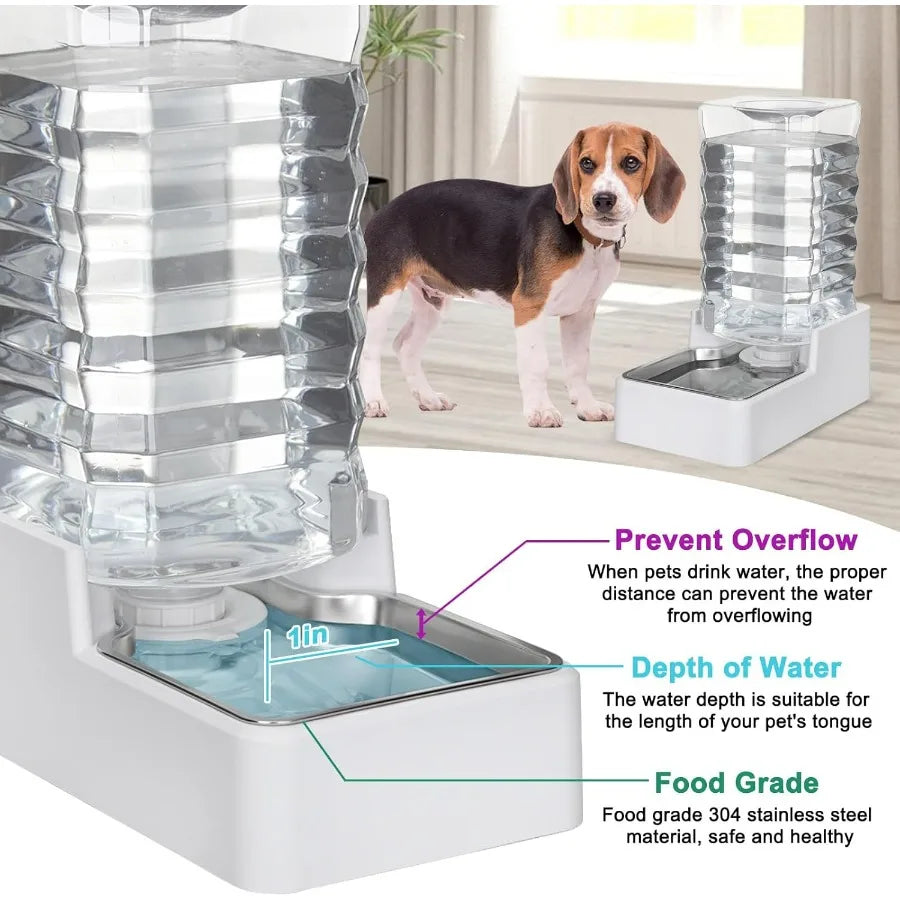 Automatic Pet Water Dispenser with 9L GravityFed Stainless Steel Bowl for Dogs and Cats BPAFree Large Capacity White Feeder Ide