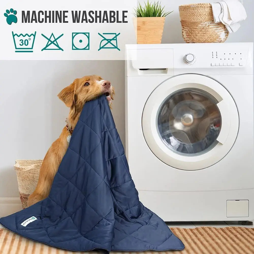 Luxury Cozy Dog Blanket | Soft Pet Throw for Dogs & Cats | Reversible Couch Cover | 90x90 Navy