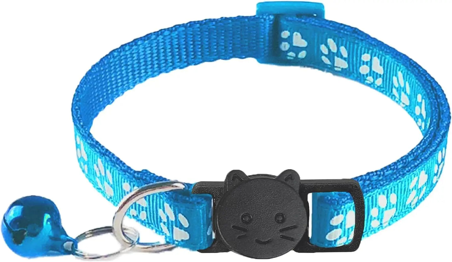 2 Pack Breakaway Cat Collars with Bells, Reflective Design and Claw Print Design, Safety Buckle Kitten Collars Adjustable from