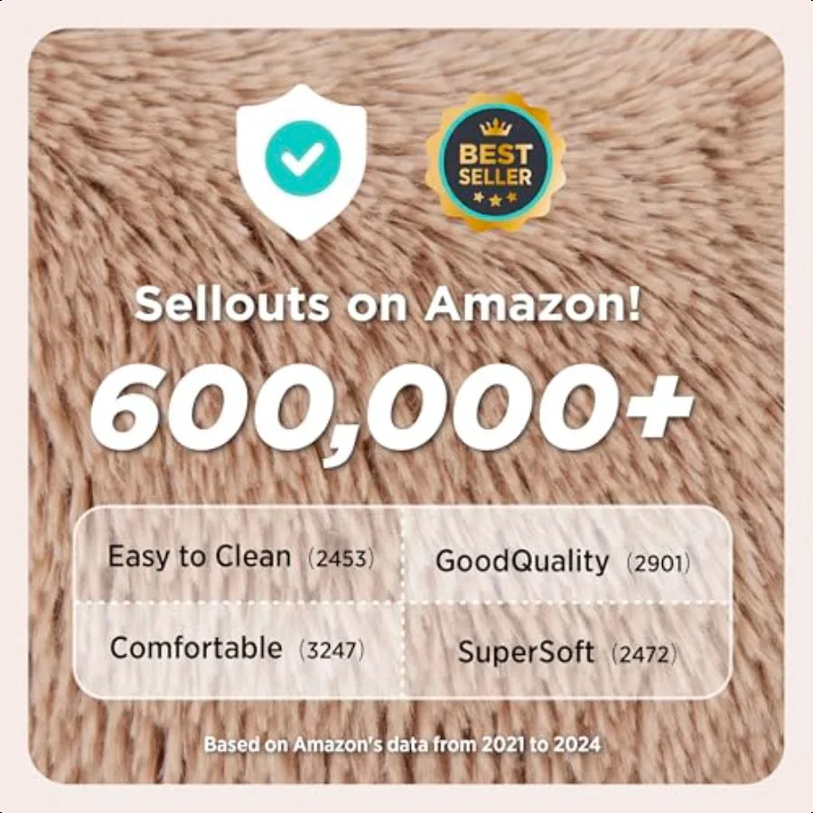 Calming Dog Bed for Small Dogs Donut Washable Small Puppy Bed 23 inches AntiSlip Round Fluffy Plush Faux Fur Large Cat Bed Fits