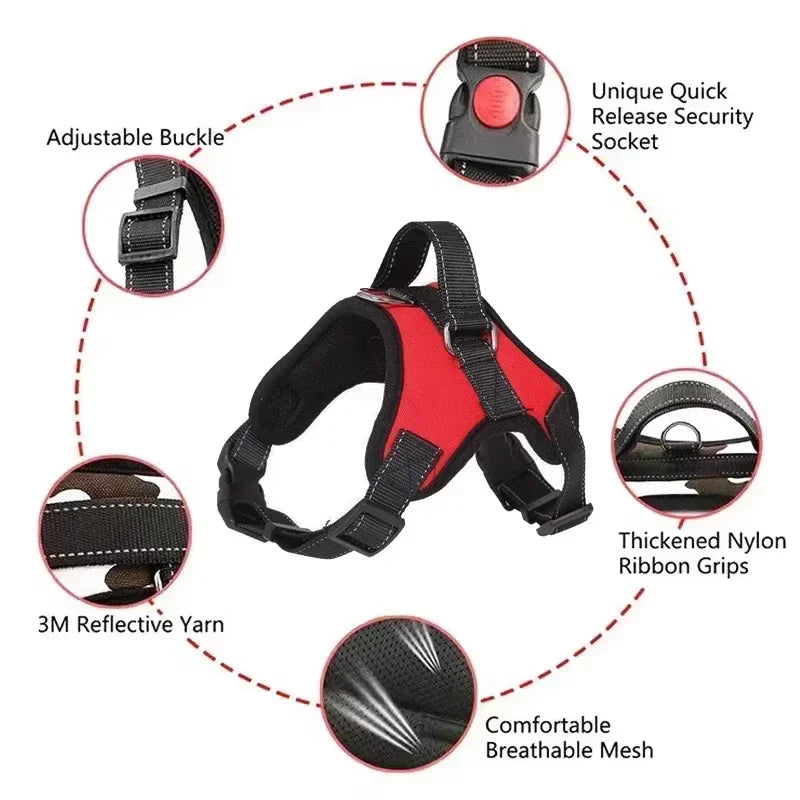 Adjustable Dog Cat Harness With leash Outdoor Small Medium Large Pet Chest Strap Dog Walking Training No Pull Saddle Vest Collar