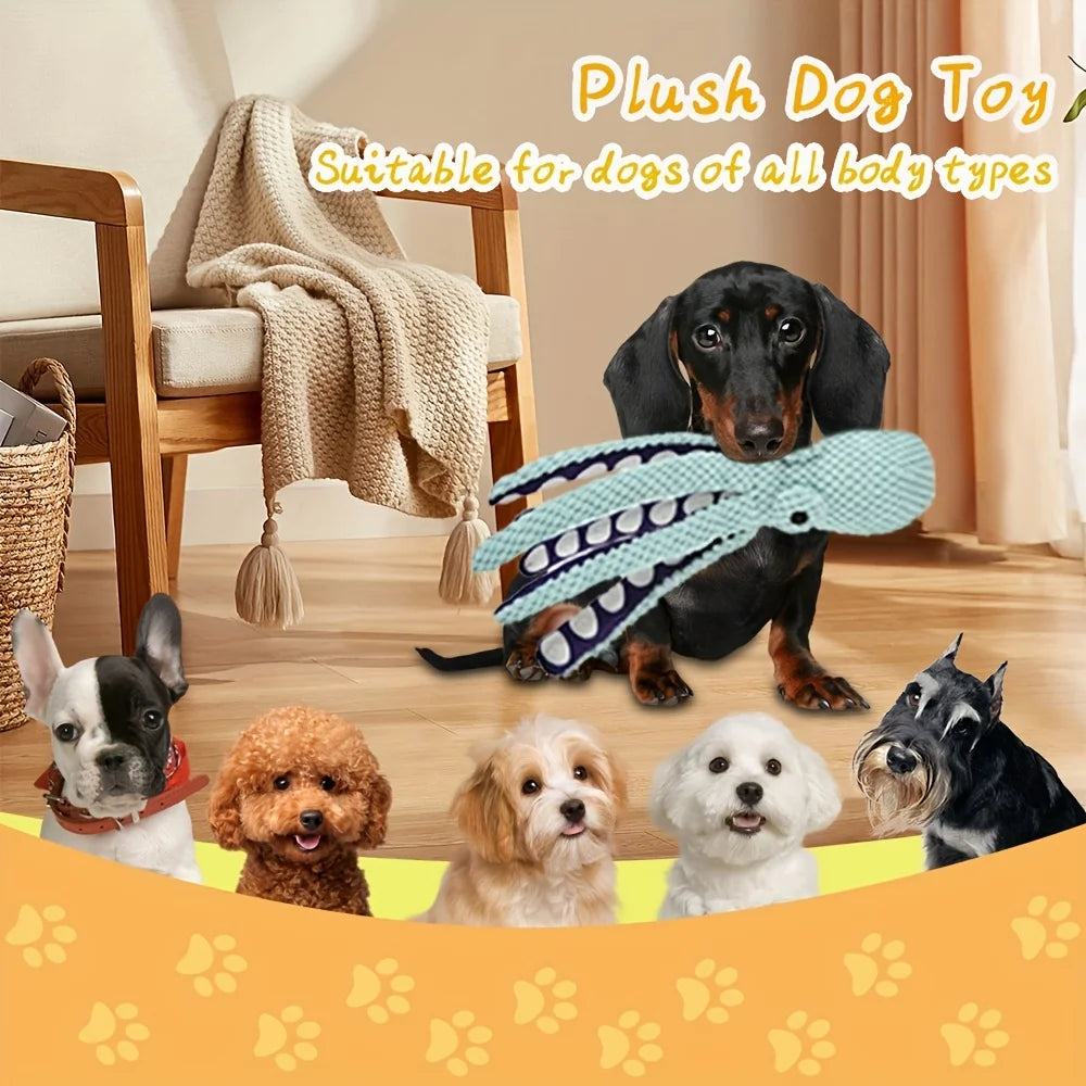 2pcs Octopus Shape Plush Dog Toy,Squeaky Pet Toys,Bite Resistant Teeth Cleaning Durable Chew Toy for Puppy Dogs