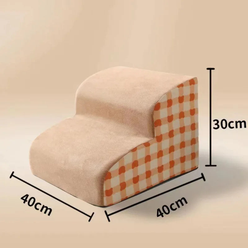 Pet Safety Ramp with 1-3 Steps for Dogs Cats and Teddy Bears Washable Dog Stairs for Sofa Bed Easy To Assemble Small Staircase